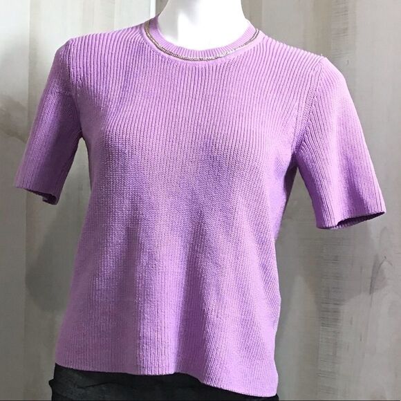 Maje Short-Sleeve Chain Trimmed Sweater Size 3 (8) - Picture 3 of 8